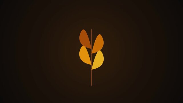 Minimalist abstract autumn leaf design on dark background