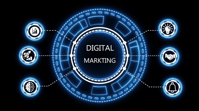Animated digital markting concept illustrating business strategy innovation and growth