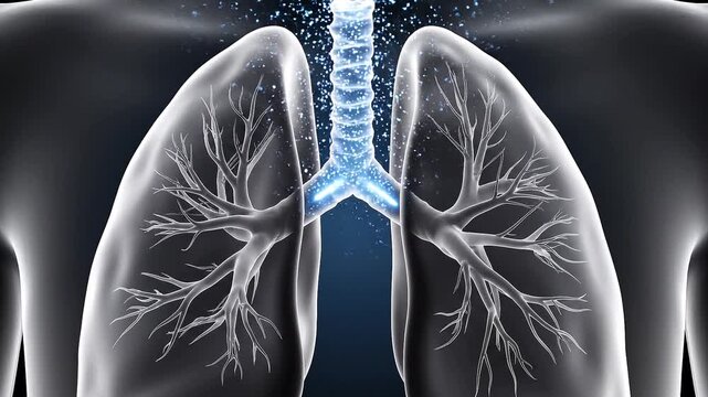 Inhaled Airflow Entering Human Lungs 3D Medical Visualization 4K