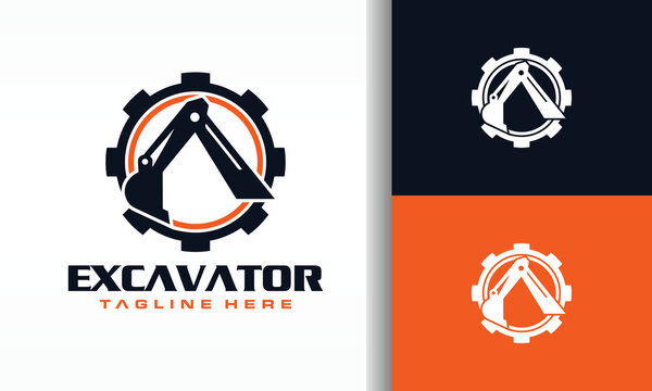 Excavator Arm and Gear Logo