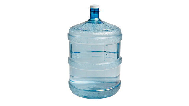 Large plastic bottle container filled with pure drinking water isolated on transparent background.