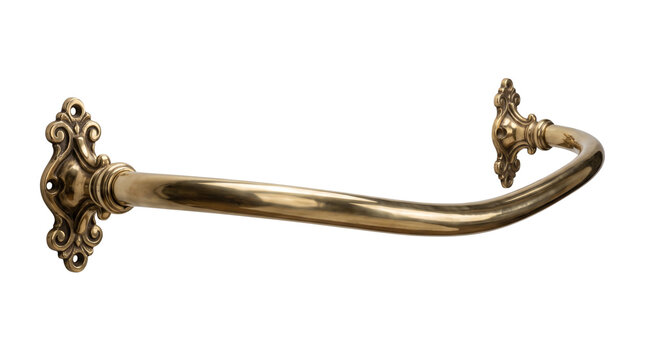 Antique brass curved towel bar mount.