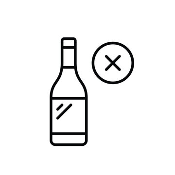 Wine ban, alcoholic beverage prohibition. Pixel perfect, editable stroke vector icon