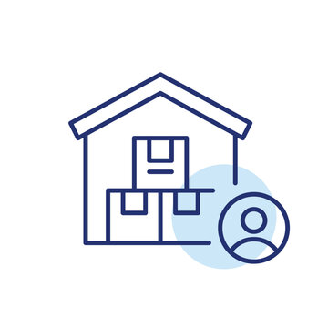 Warehouse personal belongings storage. Shipment and delivery office manager. Pixel perfect, editable stroke vector icon