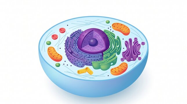  Isometric 3D Cell Biology Vector Diagram
