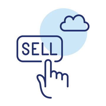 Cloud listing, instant sell, digital trade. Pixel perfect, editable stroke vector icon
