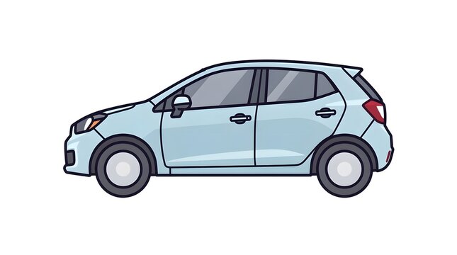 Light blue compact hatchback car shown in profile view against a white background.