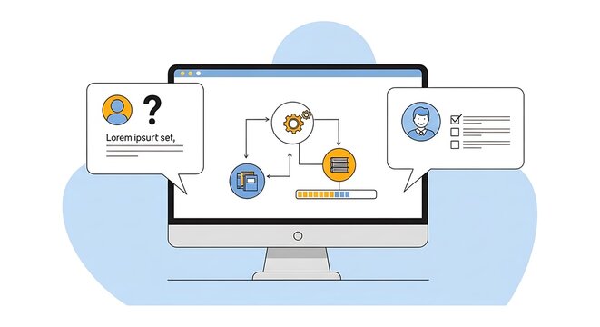 Digital Workflow Process Optimization Vector Design Illustration for Business Operations