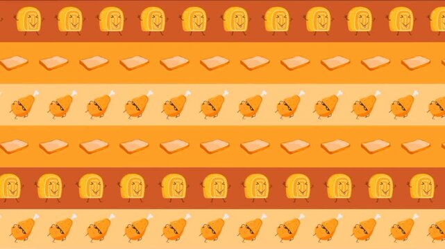 Seamless horizontal pattern with cartoon bread
