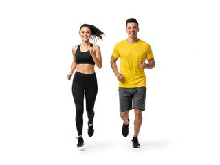 Obraz premium Man and woman jogging together outdoors