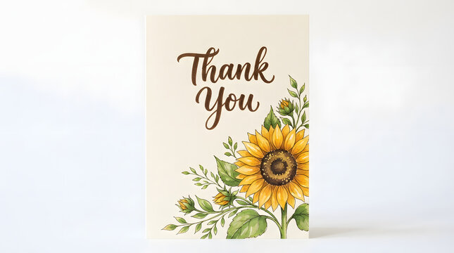 Rustic Sunflower Yellow Floral Thank You Greeting Card Design