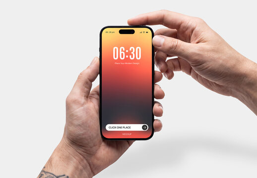 Phone Screen Mockup Held with Two Hands