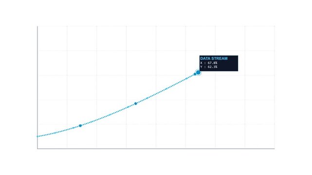 Upward trending blue curved line chart showing data growth and stream analytics on white background
