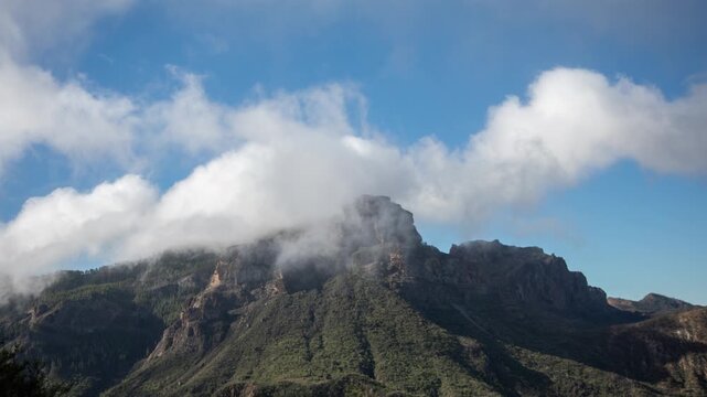 a timelapse of the roque nublo in gran canaria canary islands