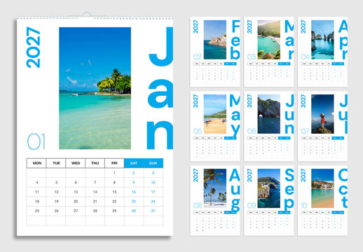 Modern Minimalist 2027 Printable Calendar