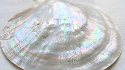 Obraz premium Iridescent Mother of Pearl Seashell Surface Texture with Shimmering Rainbow Nacre Colors