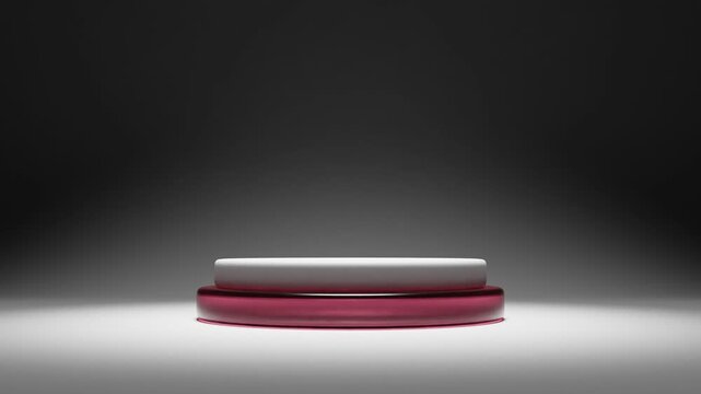 3d rendering animation of minimalist display showcase for product advertising