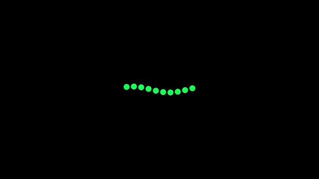 Abstract green dotted loading sequence animation moving in a wave on black background dots progress circular waving interface dots progress circular waving interface