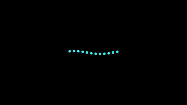 Cyan loading icon consisting of a horizontal row of dots on a black background progress indicator waiting software interface progress indicator waiting software interface