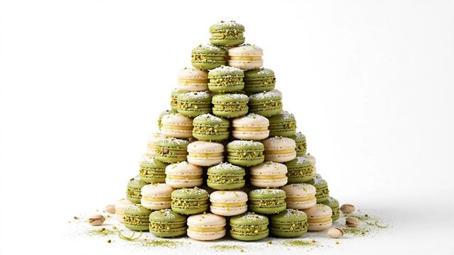 Christmas tree made from stacked pistachio and yuzu macarons
