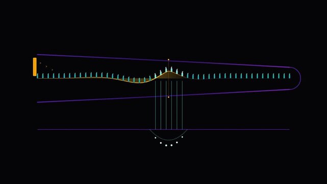 Abstract digital data visualization with futuristic sound waves on dark background