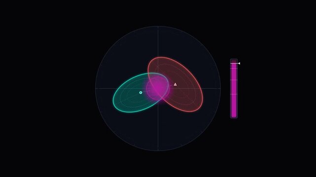Abstract scientific data visualization with glowing overlapping ellipses on dark background