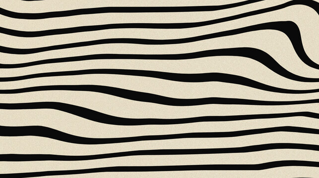 A minimalist abstract background pattern of irregular flowing black stripes across a warm cream colored surface.