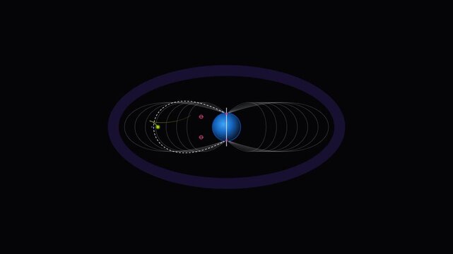 Abstract scientific illustration of planet magnetic field and magnetosphere in space