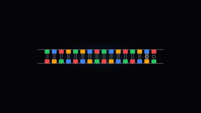 Abstract digital DNA strand graphic illustration on dark background