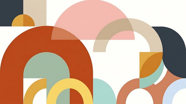 Abstract geometric background with overlapping colorful semi circles