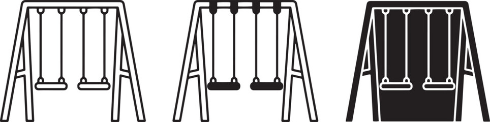 Obraz premium Swing Set Icons, Playground Equipment, Outdoor Recreation, Children's Fun