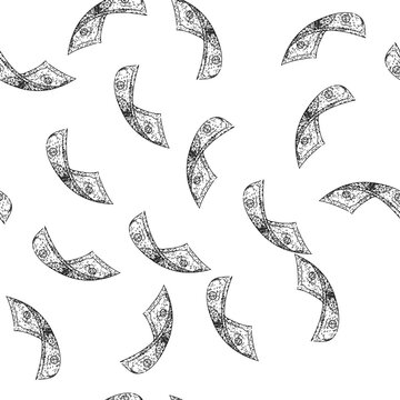 seamless pattern greenback dollar bill hand drawn. banknote finance, trade exchange, wealth value greenback dollar bill black sketch illustration