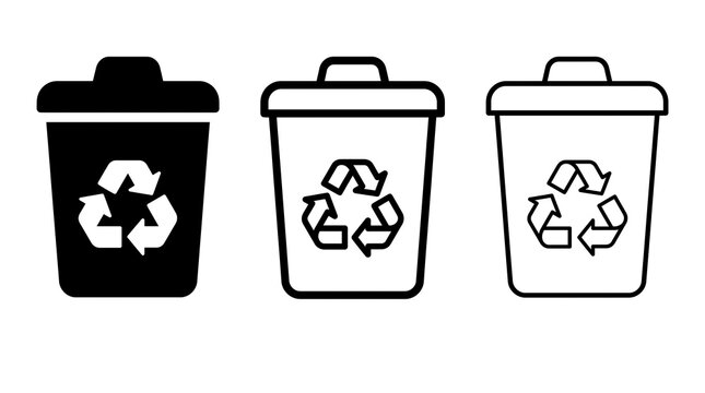 Recycle bin vector icon set isolated on transparent background