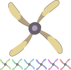 airplane propeller cartoon. fan aircraft, blade motor, marine ocean airplane propeller sign vector © PikePicture