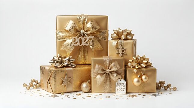 christmas gift boxes,Christmas gift boxes beautifully wrapped in festive paper and ribbons, holiday presents under a decorated Christmas tree, colorful gift packaging, seasonal celebration, winter hol