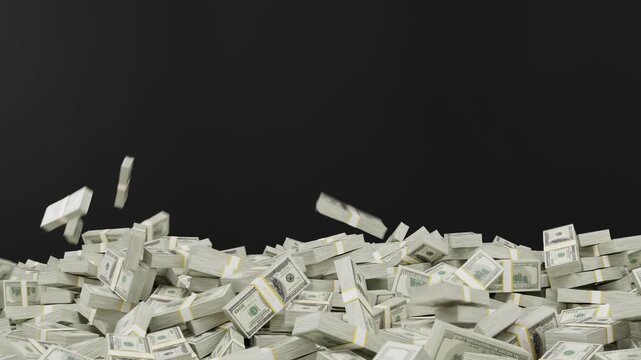 Falling stacks of dollars 