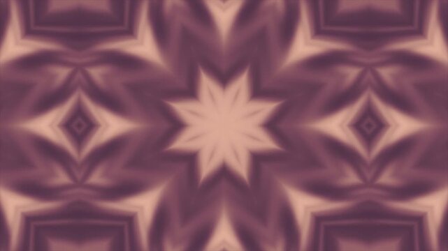 Abstract kaleidoscope pattern with soft flowing waves in muted pink tones