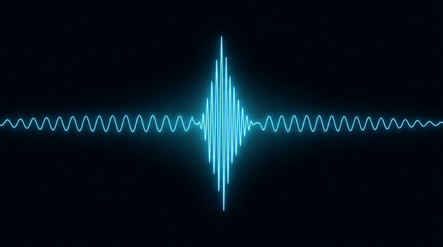 Electric blue sound wave display on black background