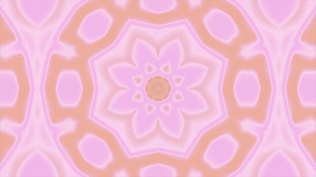 Abstract kaleidoscope pattern with soft pink and peach geometric shapes