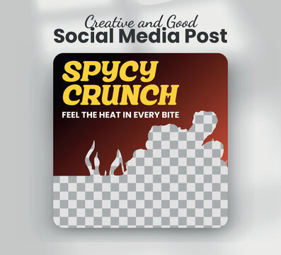 Spicy crunch fried chicken fast food restaurant promotion web banner template

