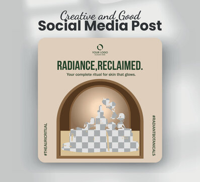 Radiance reclaimed botanical skincare cosmetics ritual web banner template
