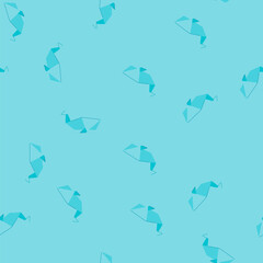 Fototapeta premium pattern bird origami animals cartoon. fox turtle, dragon dinosaur, penguin owl bird origami animals sign. seamless vector illustration