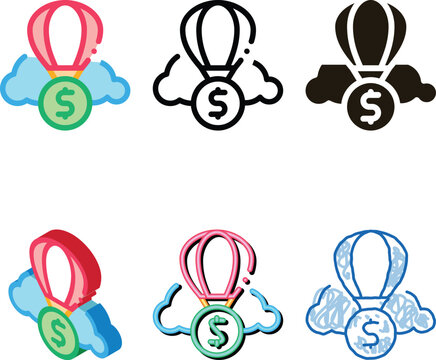 balloon payment set icon vector. balloon payment sign. color symbol