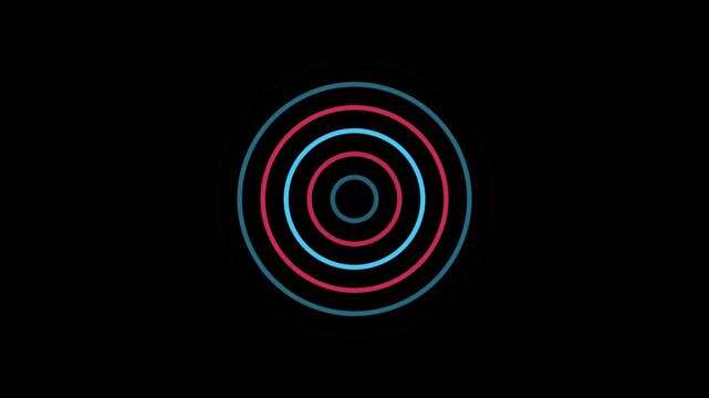 Loading screen animation with glowing concentric circles pulsing on black background