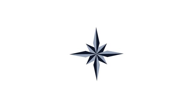 Rotating star compass loading screen animation with geometric blue points