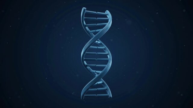 Rotating Blue DNA Double Helix Animation for Genetic Research and Biotech