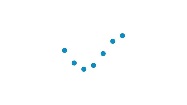 Blue loading screen animation with moving dots on white background