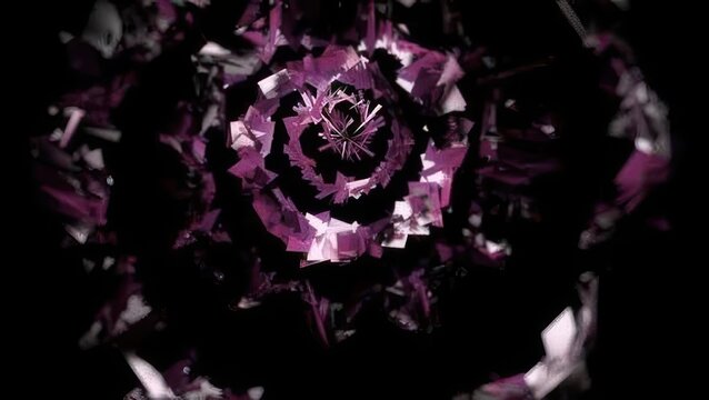 Abstract Purple Crystal Tunnel Vortex with Shattered Geometric Shards