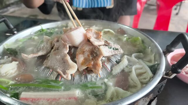 Thai mu kra ta Thai famous food 