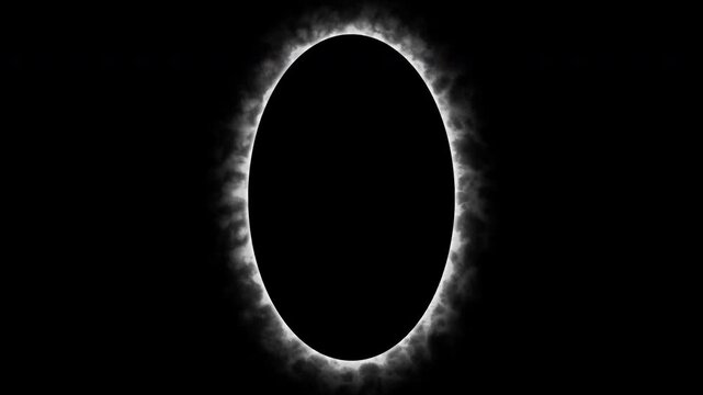 glowing white smoke portal ring. mystical smoke portal frame. glowing magic portal ring. isolated white smoke oval frame.